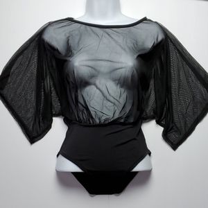 Boohoo Night Oversized Batwing Mesh Bodysuit- US 2